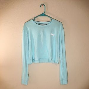 PINK LONG SLEEVE LADDER-BACK CROP TOP